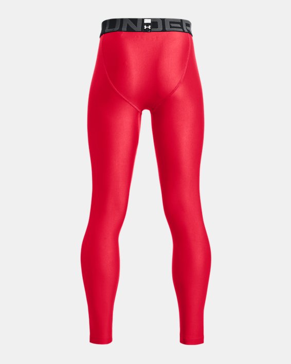 Boys' HeatGear® Armour Leggings, Red, pdpMainDesktop image number 1